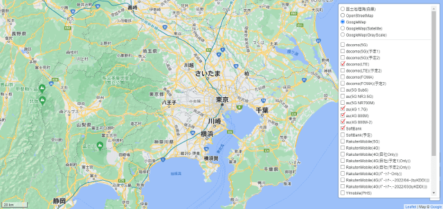 携帯キャリアエリアマップ統合版の見方②