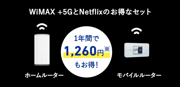 UQ WiMAXのNetlixパックを適用すると年間1,260円お得