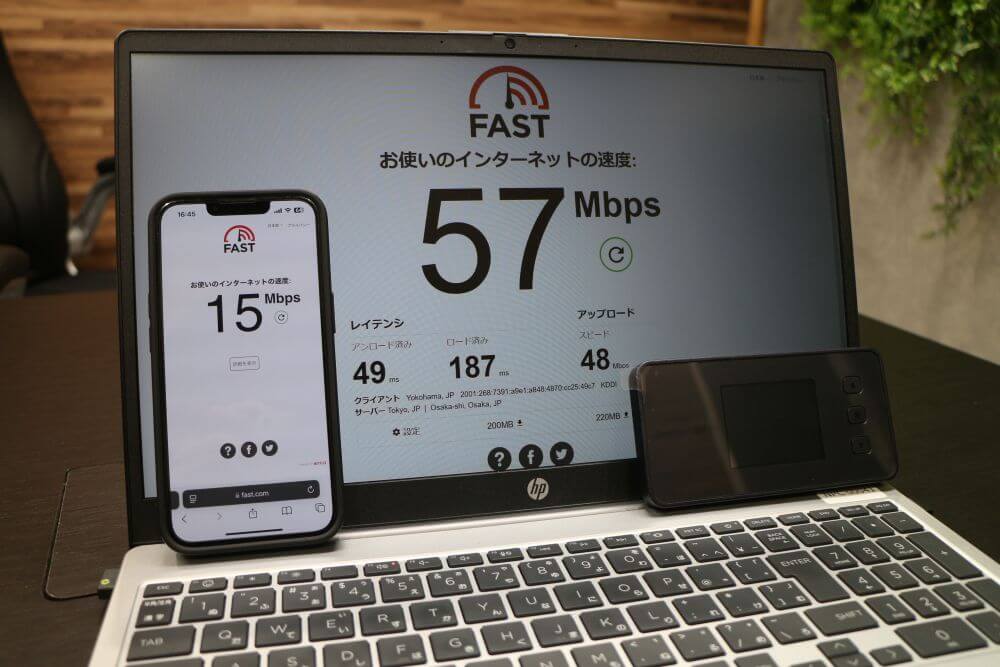 UQ WiMAX(ポケット型WiFi)に複数台接続した通信画像