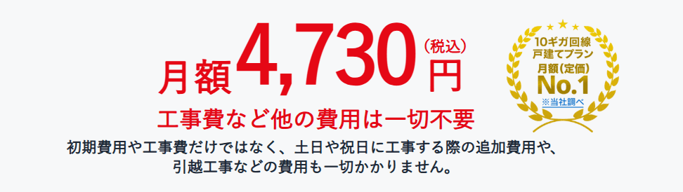 エキサイト光10ギガの 月額料金