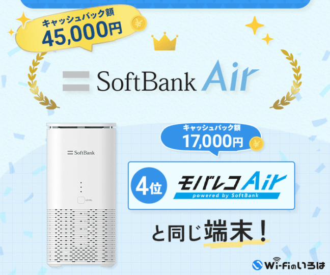 ソフトバンクエアーとモバレコエアーの比較