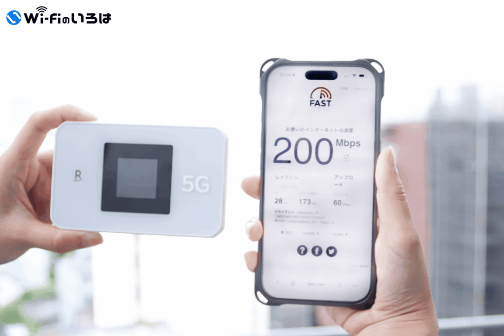 Rakuten WiFi Pocket 5Gの通信速度検証（屋外）