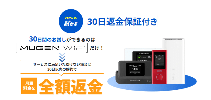 MUGEN WiFiの30日返金保証